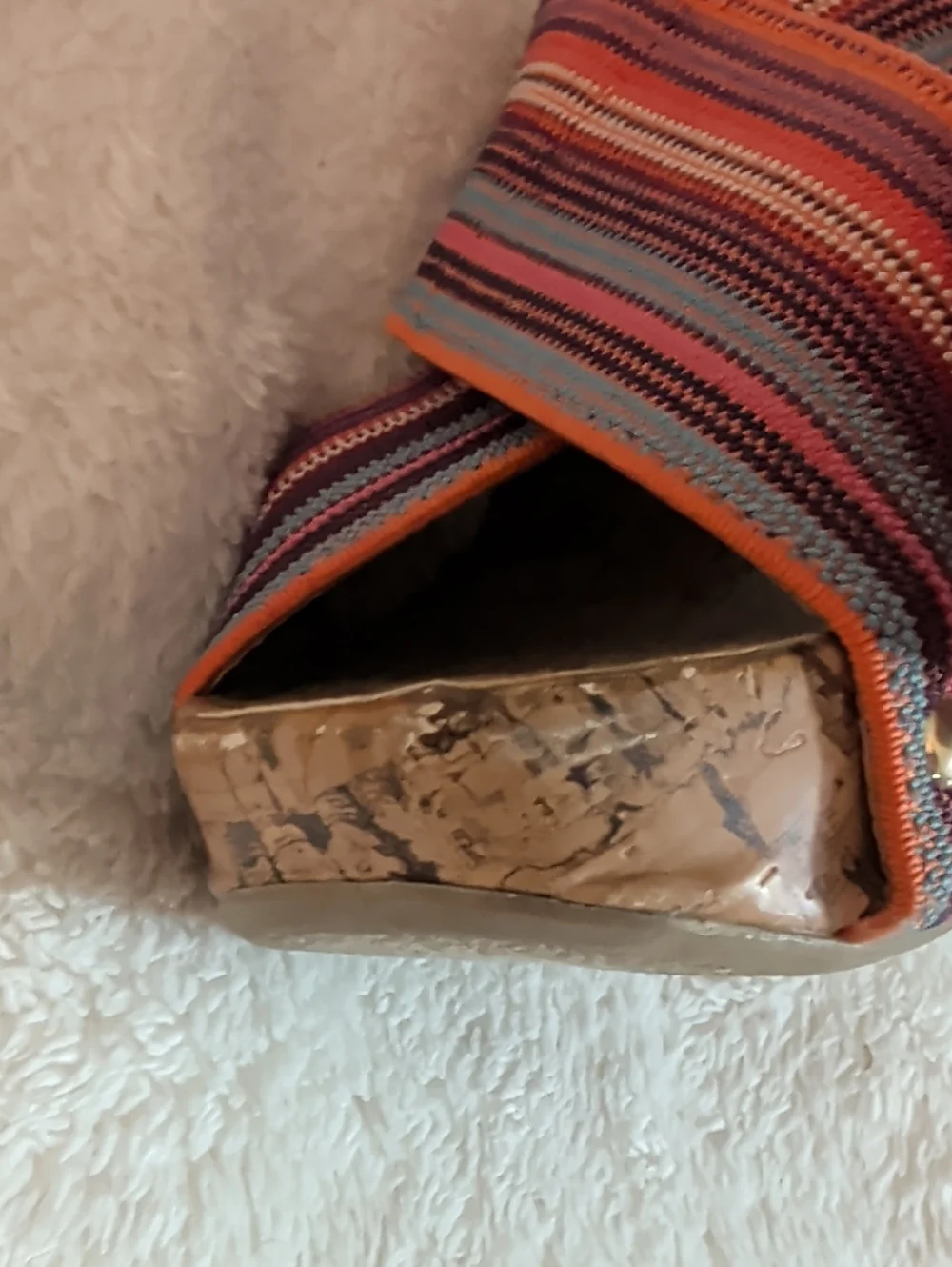 Montego Bay Club Tally Striped Elastic Wedge Cork Sandals - Size 6.5